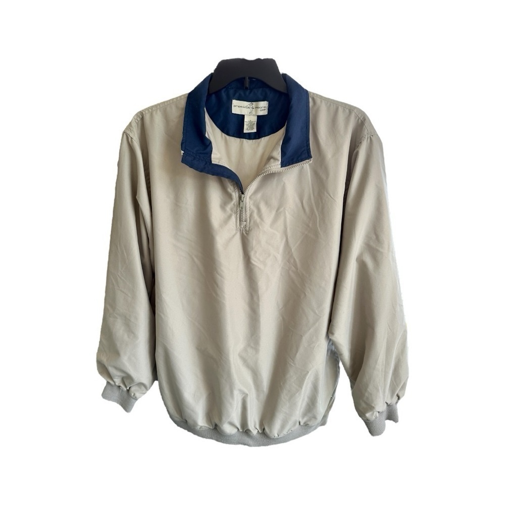 PRESWICK & MOORE GOLF, MENS COLLARED PULLOVER. SIZE L